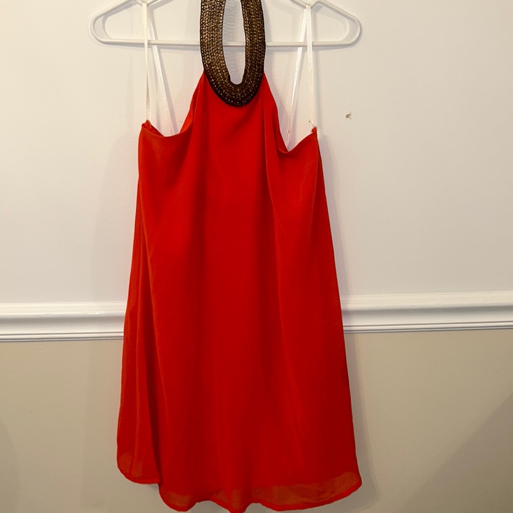 Burnt orange halter dress